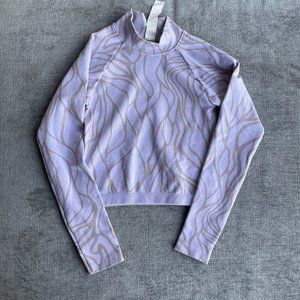 Fabletics Tight Purple Workout Top - Long-Sleeves & Mock Neck (Size S)